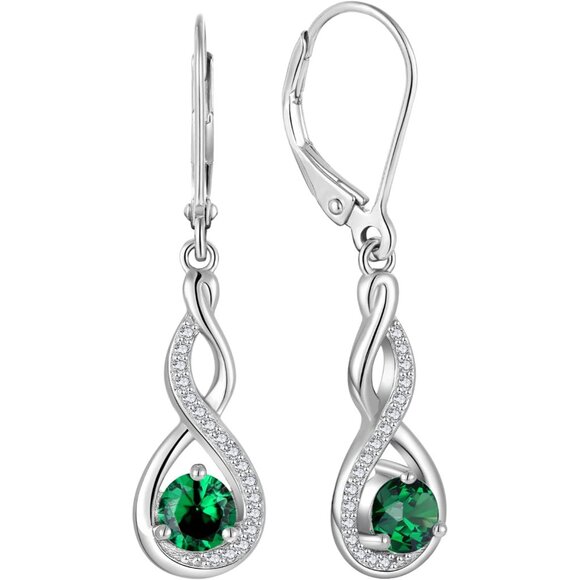 Infinity Sterling Silver Dangle Earrings Gemstones Women Elegant Gift